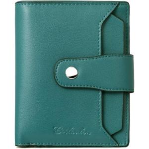 imageBOSTANTEN Women Leather Wallet RFID Blocking Small Bifold Zipper Pocket Wallet Card Case Purse with ID Window3Peacock Blue