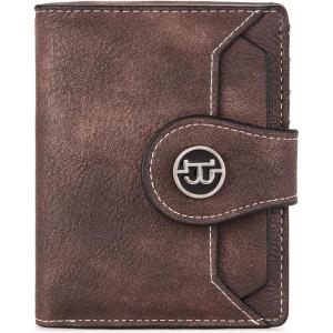 imageBOSTANTEN Women Leather Wallet RFID Blocking Small Bifold Zipper Pocket Wallet Card Case Purse with ID Window6Deep CoffeeRG