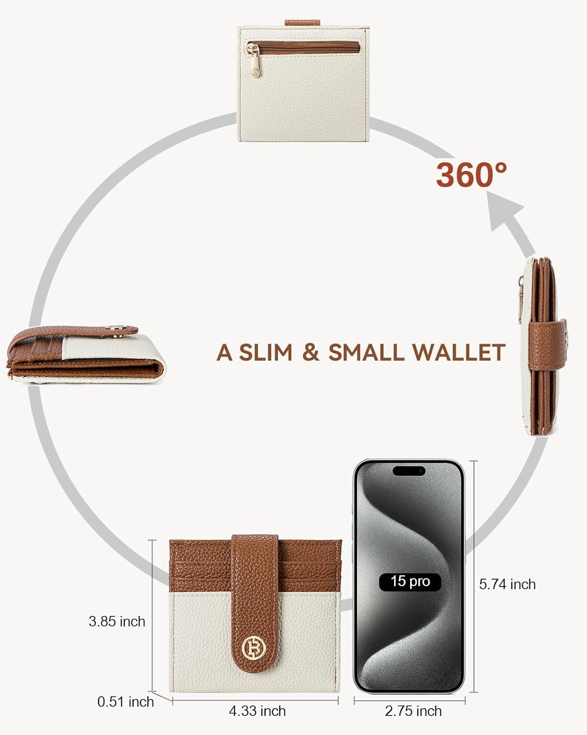 imageBOSTANTEN Slim Wallet for Women Small RFID Blocking Credit Card Holder Leather Bifold Wallets with Zipper Coin Pocket Black0BeigeBrown