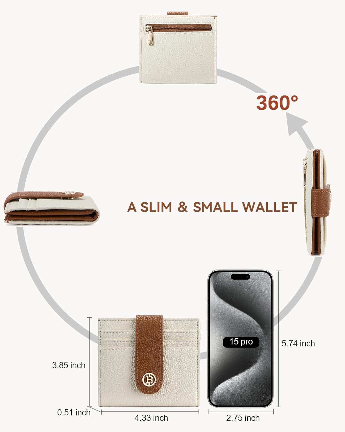 imageBOSTANTEN Slim Wallet for Women Small RFID Blocking Credit Card Holder Leather Bifold Wallets with Zipper Coin Pocket Black1BeigeBrown