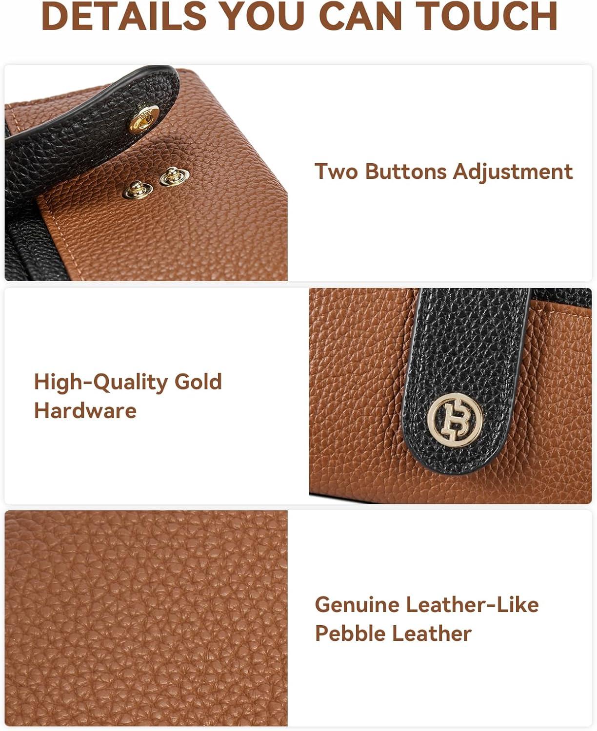 imageBOSTANTEN Slim Wallet for Women Small RFID Blocking Credit Card Holder Leather Bifold Wallets with Zipper Coin Pocket BlackBlackBrown