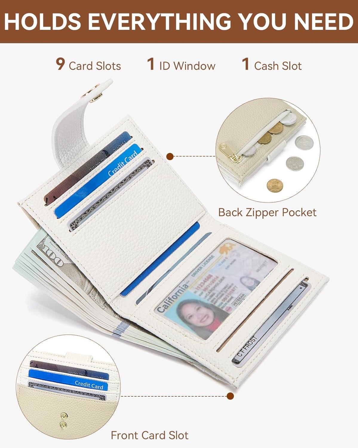 imageBOSTANTEN Slim Wallet for Women Small RFID Blocking Credit Card Holder Leather Bifold Wallets with Zipper Coin Pocket BlackKhakiBeige