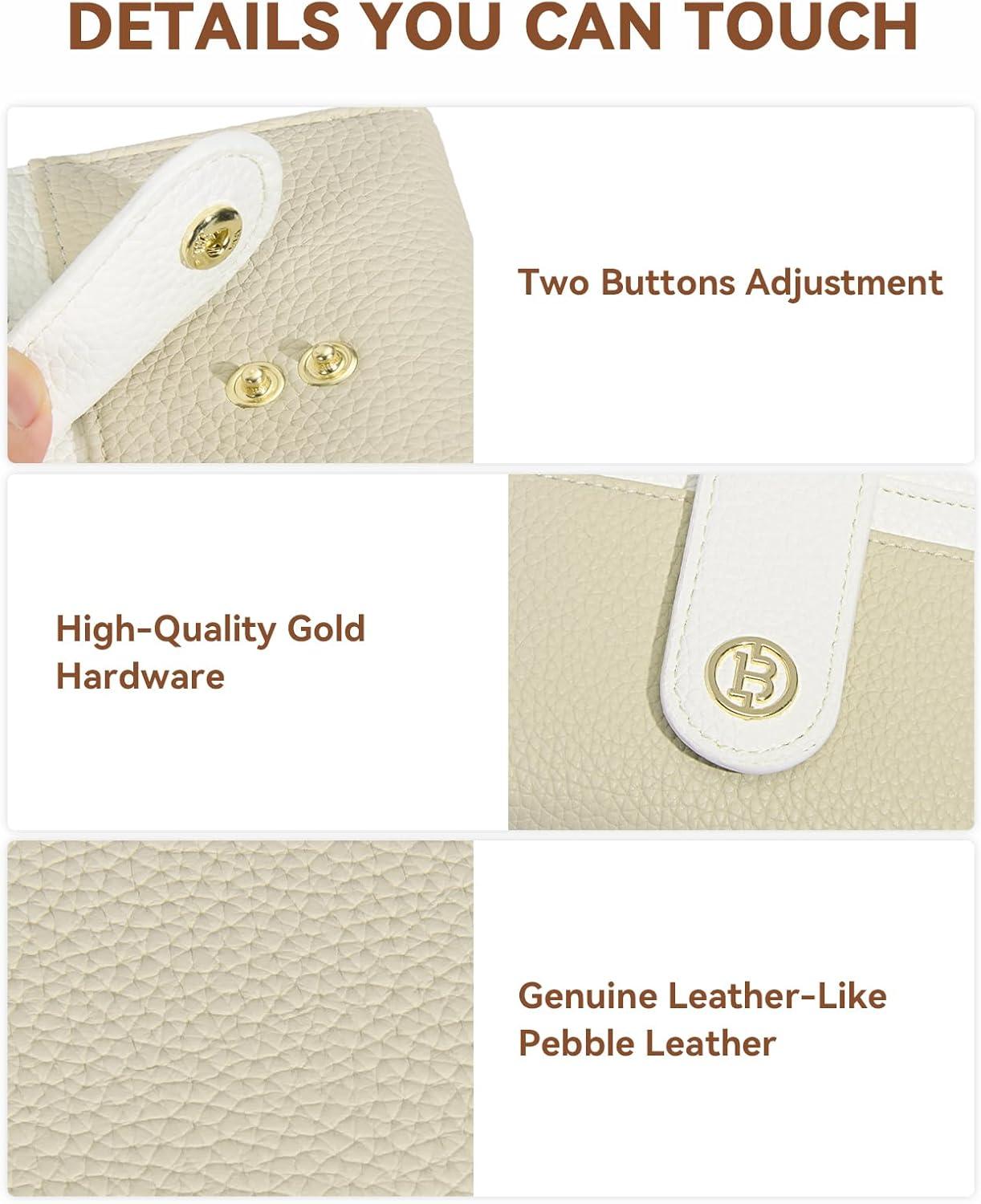 imageBOSTANTEN Slim Wallet for Women Small RFID Blocking Credit Card Holder Leather Bifold Wallets with Zipper Coin Pocket BlackKhakiBeige