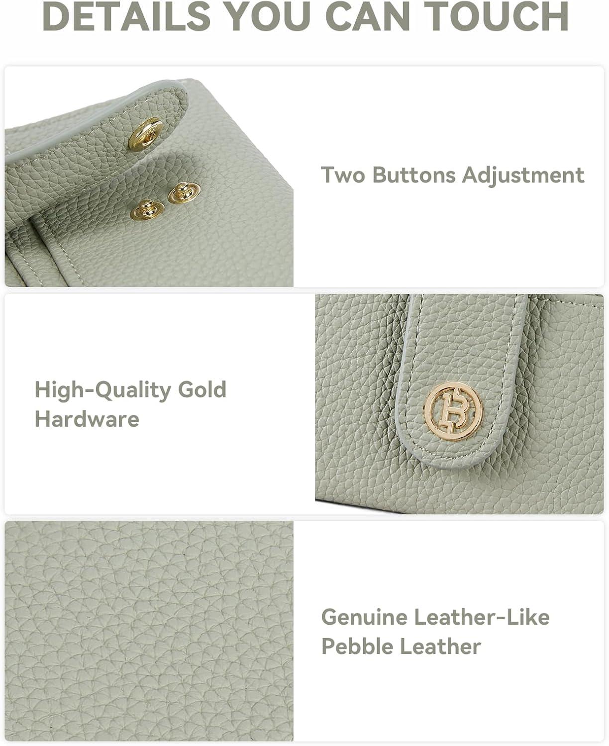 imageBOSTANTEN Slim Wallet for Women Small RFID Blocking Credit Card Holder Leather Bifold Wallets with Zipper Coin Pocket BlackLight Green