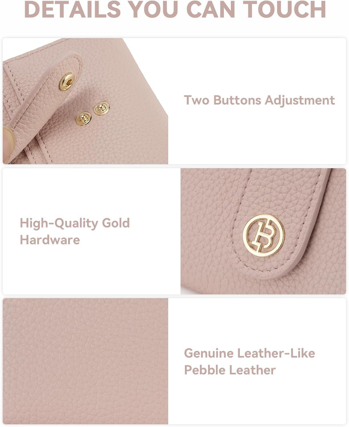 imageBOSTANTEN Slim Wallet for Women Small RFID Blocking Credit Card Holder Leather Bifold Wallets with Zipper Coin Pocket BlackPink