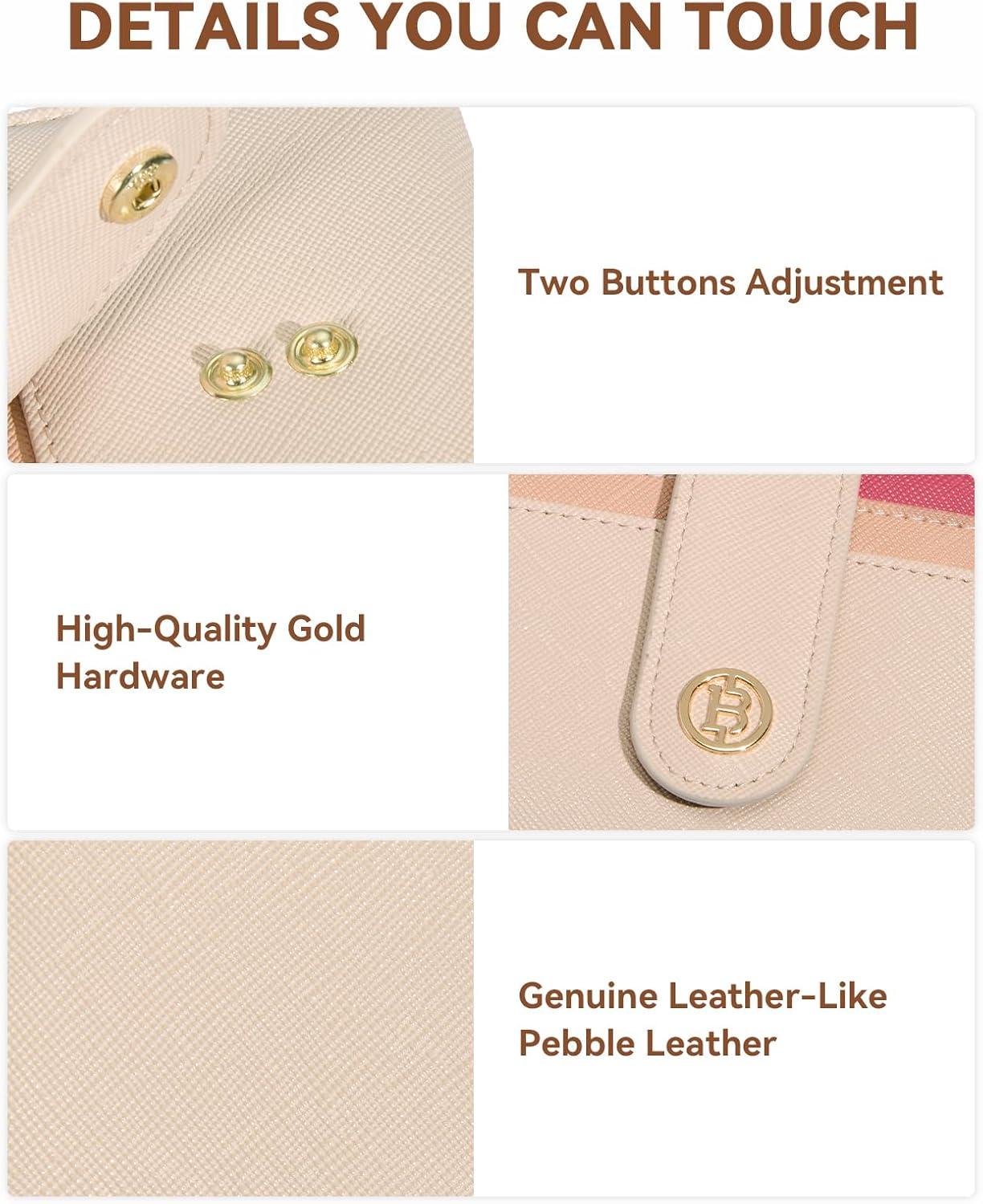 imageBOSTANTEN Slim Wallet for Women Small RFID Blocking Credit Card Holder Leather Bifold Wallets with Zipper Coin Pocket BlackRainbow Pink