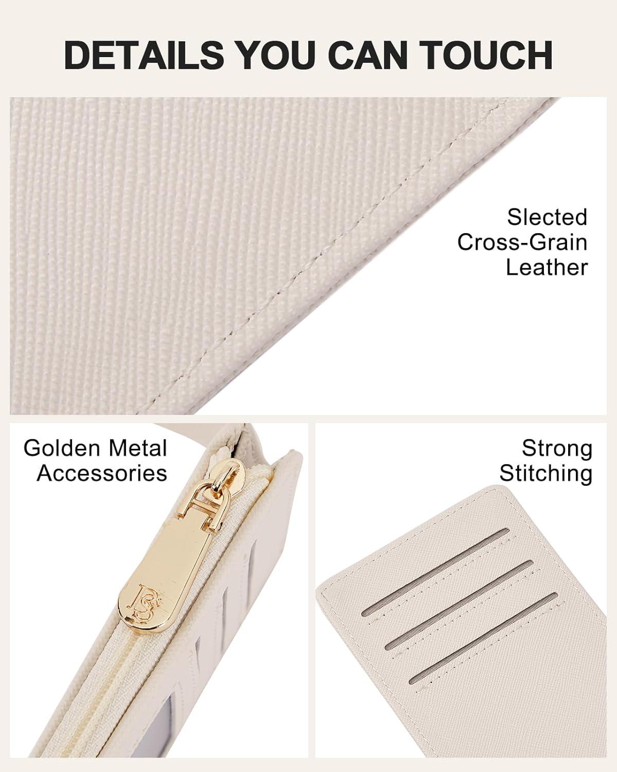 imageBOSTANTEN Slim Wallet for Women Small RFID Blocking Credit Card Holder Leather Bifold Wallets with Zipper Coin Pocket BlackSWhite