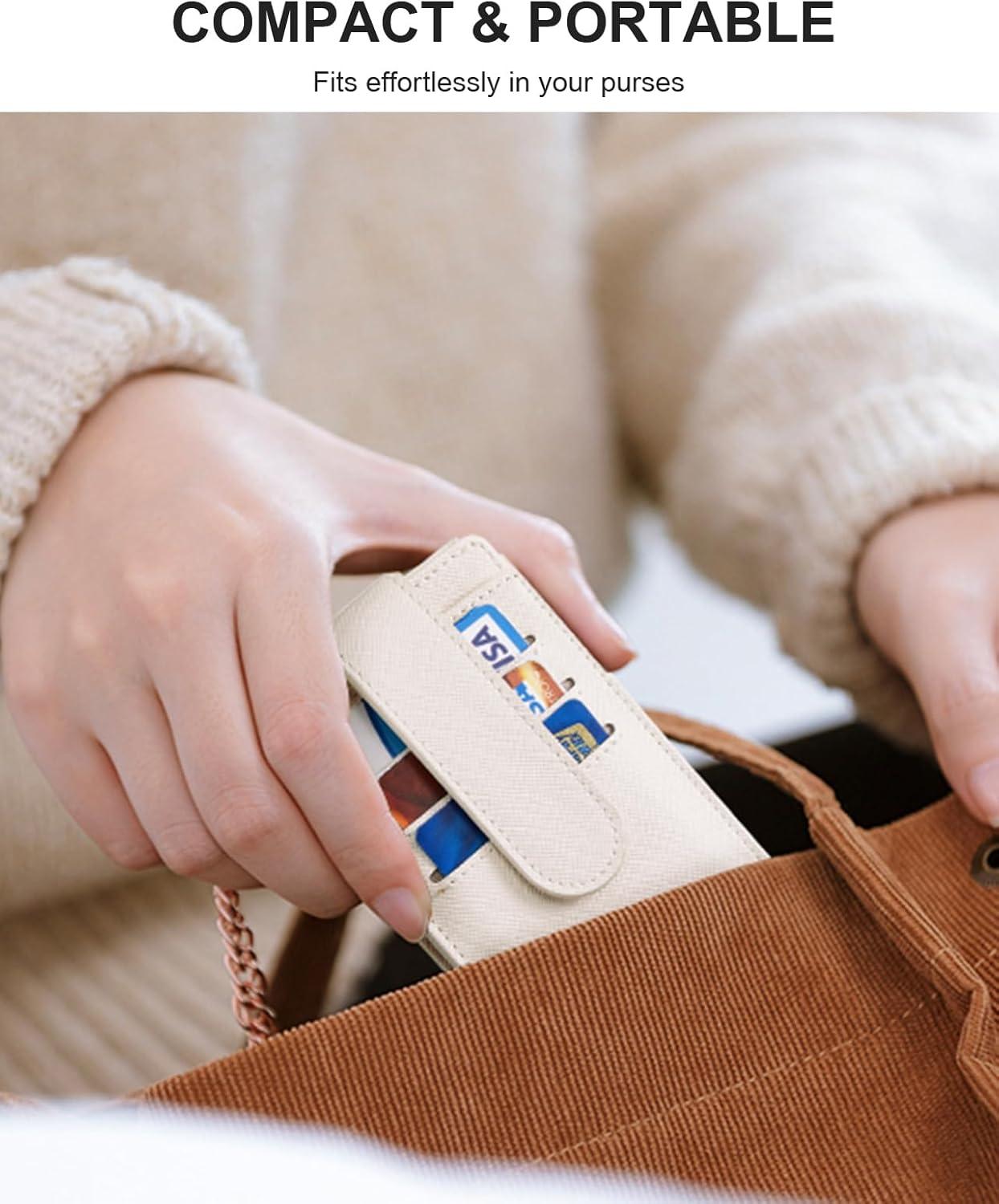 imageBOSTANTEN Slim Wallet for Women Small RFID Blocking Credit Card Holder Leather Bifold Wallets with Zipper Coin Pocket BlackSWhite