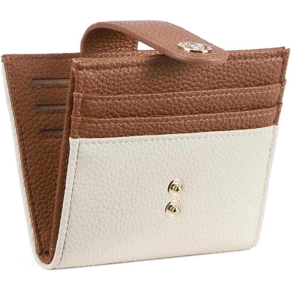 imageBOSTANTEN Slim Wallet for Women Small RFID Blocking Credit Card Holder Leather Bifold Wallets with Zipper Coin Pocket Black0BeigeBrown