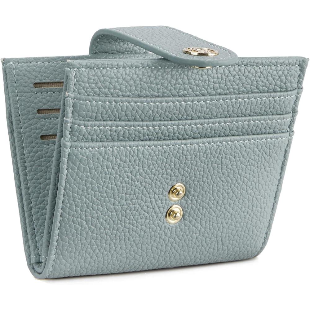 imageBOSTANTEN Slim Wallet for Women Small RFID Blocking Credit Card Holder Leather Bifold Wallets with Zipper Coin Pocket BlackBlue