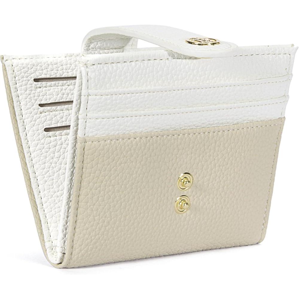 imageBOSTANTEN Slim Wallet for Women Small RFID Blocking Credit Card Holder Leather Bifold Wallets with Zipper Coin Pocket BlackKhakiBeige