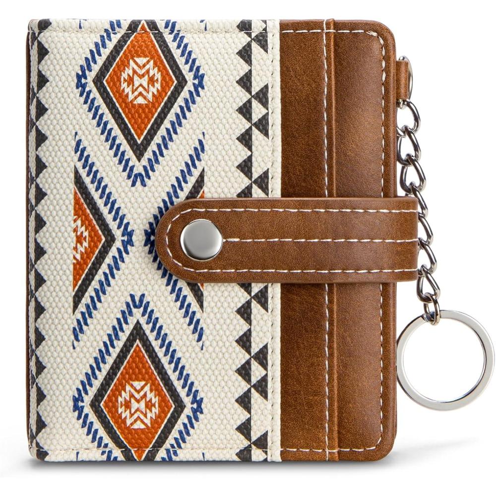 imageBOSTANTEN Slim Wallet for Women Small RFID Blocking Credit Card Holder Leather Bifold Wallets with Zipper Coin Pocket BlackVintageBlue