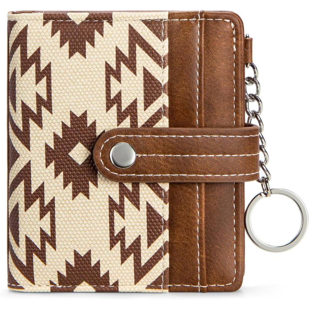 imageBOSTANTEN Slim Wallet for Women Small RFID Blocking Credit Card Holder Leather Bifold Wallets with Zipper Coin Pocket BlackVintageBrown