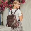 imageBOSTANTEN Backpack Purse for Women Fashion Designer Travel Backpack Leather Convertible Shoulder Bags Casual Daypack Brown1coffee