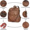 imageBOSTANTEN Backpack Purse for Women Fashion Designer Travel Backpack Leather Convertible Shoulder Bags Casual Daypack Brown2brown
