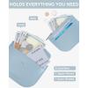 imageBOSTANTEN Card Holder Wallet RFID Slim Wallet for Women Trifold Small Wallets Woman with Zipper Coin Pocket ampamp Keychain Wristlet BeigeYBlue