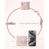 imageBOSTANTEN Card Holder Wallet RFID Slim Wallet for Women Trifold Small Wallets Woman with Zipper Coin Pocket ampamp Keychain Wristlet BeigeZPink