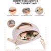 imageBOSTANTEN Checkered Bum Bag Crossbody Belt Bag for Women Cross Body Purse Fanny Waist Pack with Adjustable StrapPeach Whisper
