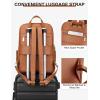 imageBOSTANTEN Genuine Leather 156 inch Laptop Backpack Purse for Women College Casual Backpack Travel Bag1dbeige With Brown