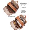 imageBOSTANTEN Genuine Leather 156 inch Laptop Backpack Purse for Women College Casual Backpack Travel Bag1dbeige With Brown