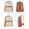 imageBOSTANTEN Genuine Leather 156 inch Laptop Backpack Purse for Women College Casual Backpack Travel Bag1dbeige With Brown