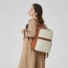 imageBOSTANTEN Genuine Leather 156 inch Laptop Backpack Purse for Women College Casual Backpack Travel Bag1dbeige With Brown