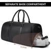 imageBOSTANTEN Genuine Leather Travel Weekender Overnight Duffel Bag Gym Sports Luggage Tote Duffle Bags for Men Medium 185quotX925quotX1050quotAblack