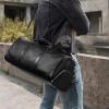 imageBOSTANTEN Genuine Leather Travel Weekender Overnight Duffel Bag Gym Sports Luggage Tote Duffle Bags for Men Medium 185quotX925quotX1050quotLargeBlack