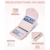 imageBOSTANTEN Keychain Wallet RFID Leather Credit Card Holder Wristlet Wallets for Women with Coin Purse  Lipstick Case BeigeBrownZPink