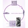 imageBOSTANTEN Keychain Wallet RFID Leather Credit Card Holder Wristlet Wallets for Women with Coin Purse  Lipstick Case BeigeBrownZPurple