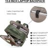 imageBOSTANTEN Leather Backpack 156 inch Laptop Bag Travel Casual Computer Backpack College Business Work Shoulder Bags with Trolley Sleeve for Women Men BrownOlive Green