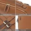 imageBOSTANTEN Leather Backpack 156 inch Laptop Bag Travel Casual Computer Backpack College Business Work Shoulder Bags with Trolley Sleeve for Women Men BrownBrown