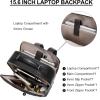 imageBOSTANTEN Leather Backpack 156 inch Laptop Bag Travel Casual Computer Backpack College Business Work Shoulder Bags with Trolley Sleeve for Women Men BrownBlack