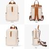 imageBOSTANTEN Leather Laptop Backpack for Women156 inch Computer Backpack Purse College Daypack Work Travel Bag BlackbrownBeige