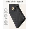imageBOSTANTEN Slim Women Wallet Leather RFID Credit Card Holder Bifold Ladies Wallets with Zipper Coin Pocket Beige and BrownBlack