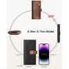 imageBOSTANTEN Slim Women Wallet Leather RFID Credit Card Holder Bifold Ladies Wallets with Zipper Coin Pocket Beige and BrownBlackBrown