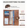 imageBOSTANTEN Slim Women Wallet Leather RFID Credit Card Holder Bifold Ladies Wallets with Zipper Coin Pocket Beige and BrownBlackBrown