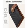 imageBOSTANTEN Slim Women Wallet Leather RFID Credit Card Holder Bifold Ladies Wallets with Zipper Coin Pocket Beige and BrownBlackBrown