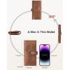 imageBOSTANTEN Slim Women Wallet Leather RFID Credit Card Holder Bifold Ladies Wallets with Zipper Coin Pocket Beige and BrownBrown