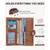 imageBOSTANTEN Slim Women Wallet Leather RFID Credit Card Holder Bifold Ladies Wallets with Zipper Coin Pocket Beige and BrownBrown