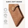 imageBOSTANTEN Slim Women Wallet Leather RFID Credit Card Holder Bifold Ladies Wallets with Zipper Coin Pocket Beige and BrownCamel