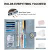 imageBOSTANTEN Slim Women Wallet Leather RFID Credit Card Holder Bifold Ladies Wallets with Zipper Coin Pocket Beige and BrownLight Blue