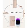 imageBOSTANTEN Slim Women Wallet Leather RFID Credit Card Holder Bifold Ladies Wallets with Zipper Coin Pocket Beige and BrownPink