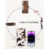 imageBOSTANTEN Slim Women Wallet Leather RFID Credit Card Holder Bifold Ladies Wallets with Zipper Coin Pocket Beige and BrownQBrown Cow Print