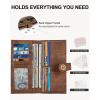 imageBOSTANTEN Slim Women Wallet Leather RFID Credit Card Holder Bifold Ladies Wallets with Zipper Coin Pocket Beige and BrownQBrown Cow Print