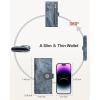 imageBOSTANTEN Slim Women Wallet Leather RFID Credit Card Holder Bifold Ladies Wallets with Zipper Coin Pocket Beige and BrownQDenim Blue