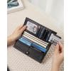 imageBOSTANTEN Slim Women Wallet Leather RFID Credit Card Holder Bifold Ladies Wallets with Zipper Coin Pocket Beige and BrownSBlack