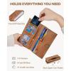 imageBOSTANTEN Slim Women Wallet Leather RFID Credit Card Holder Bifold Ladies Wallets with Zipper Coin Pocket Beige and BrownSCamel