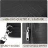 imageBOSTANTEN Sling Bag Quilted Crossbody Bags for Women Cross Body Purse Leather Fanny Pack with Adjustable Guitar StrapDblack