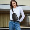 imageBOSTANTEN Sling Bag Quilted Crossbody Bags for Women Cross Body Purse Leather Fanny Pack with Adjustable Guitar StrapDblack
